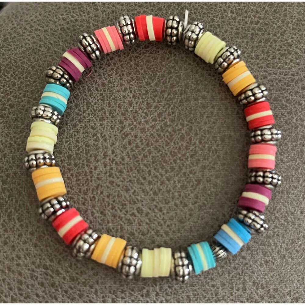 Multi-Colored Heishi Beaded Bracelet with Spacers